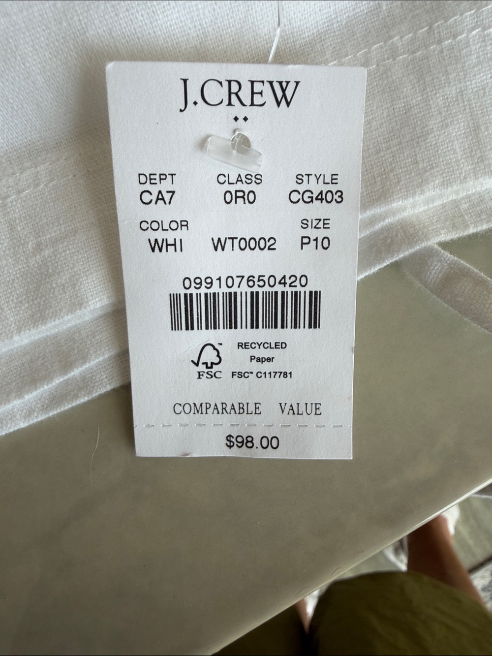 NWT! White linen pants J.Crew